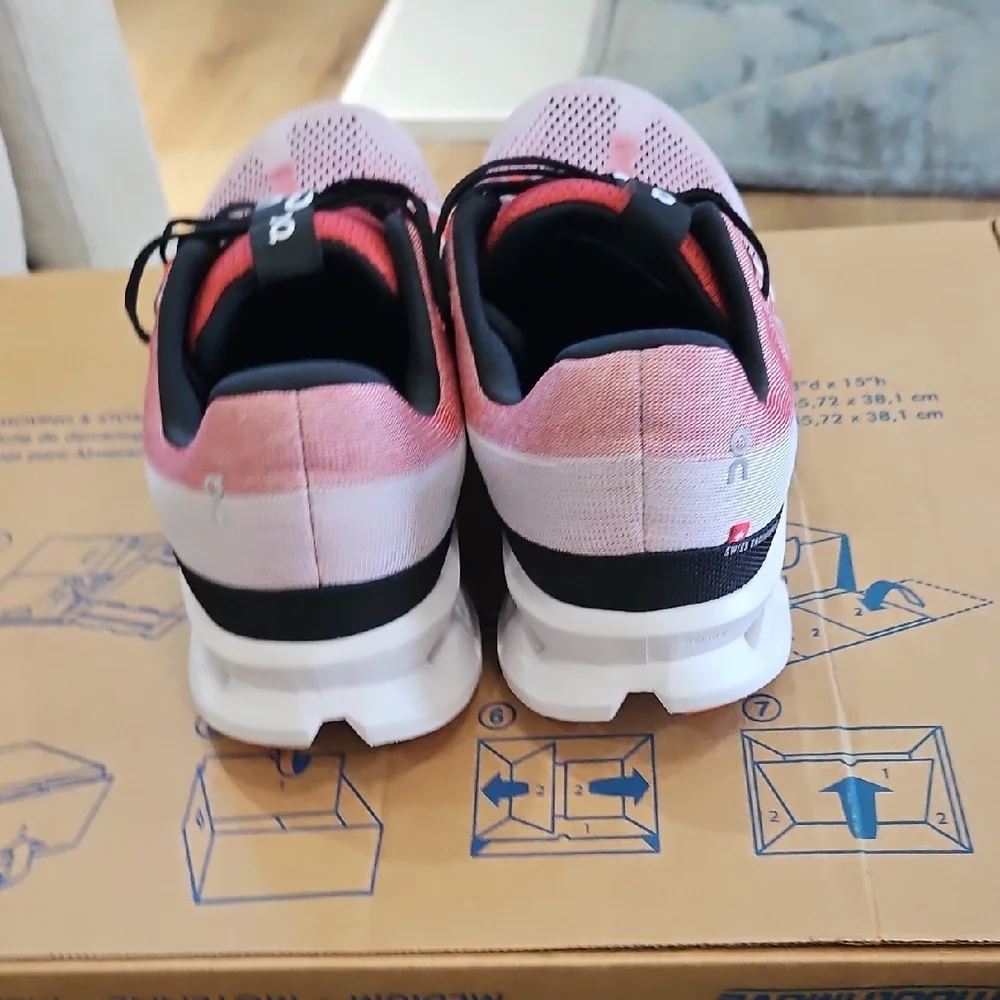 On Running Men's Cloud Sneakers - Red/Orange and Black - Picture 4 of 6